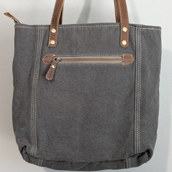 Myra Bag Canvas Floral Print Paisley Key Fob Large Tote Bag - Picture 10 of 16